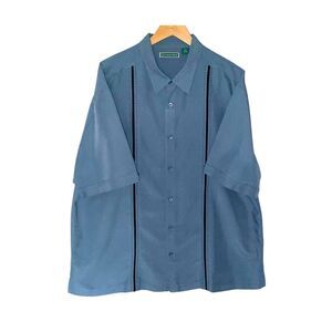 Cubavera Mens XXL Blue Shirt Rockabilly Short Sleeve Bowling Retro Beach Hipster